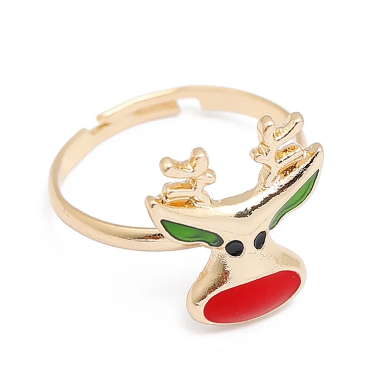 Bague noël renne vert rouge et doré - Renne vert rouge et doré
