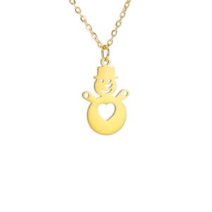 Collier noël bonhomme de neige doré - Bonhomme de neige doré