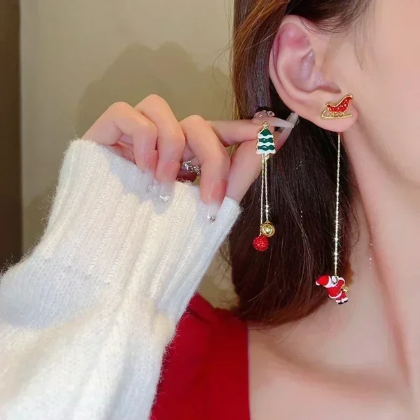 Lot De 4 Paires De Boucles D'Oreilles De Noël Led Père Noël, Renne