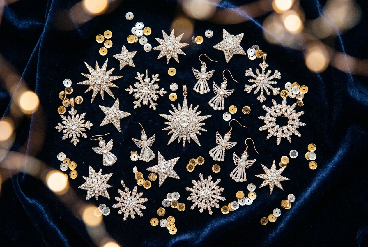 Bijou paillette / strass / cristal pour les fêtes - illustration